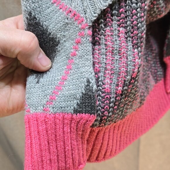 Dog Argile Sweater, Vibrant Life, Lg Pink, Grey, Gray, Diamonds, Knit Ribbed Hem - Picture 8 of 9